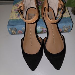 COPY - Dolce Vita Black Suede  Tan Leather Ankle Strap  D’Orsay Flats 7 NWOT